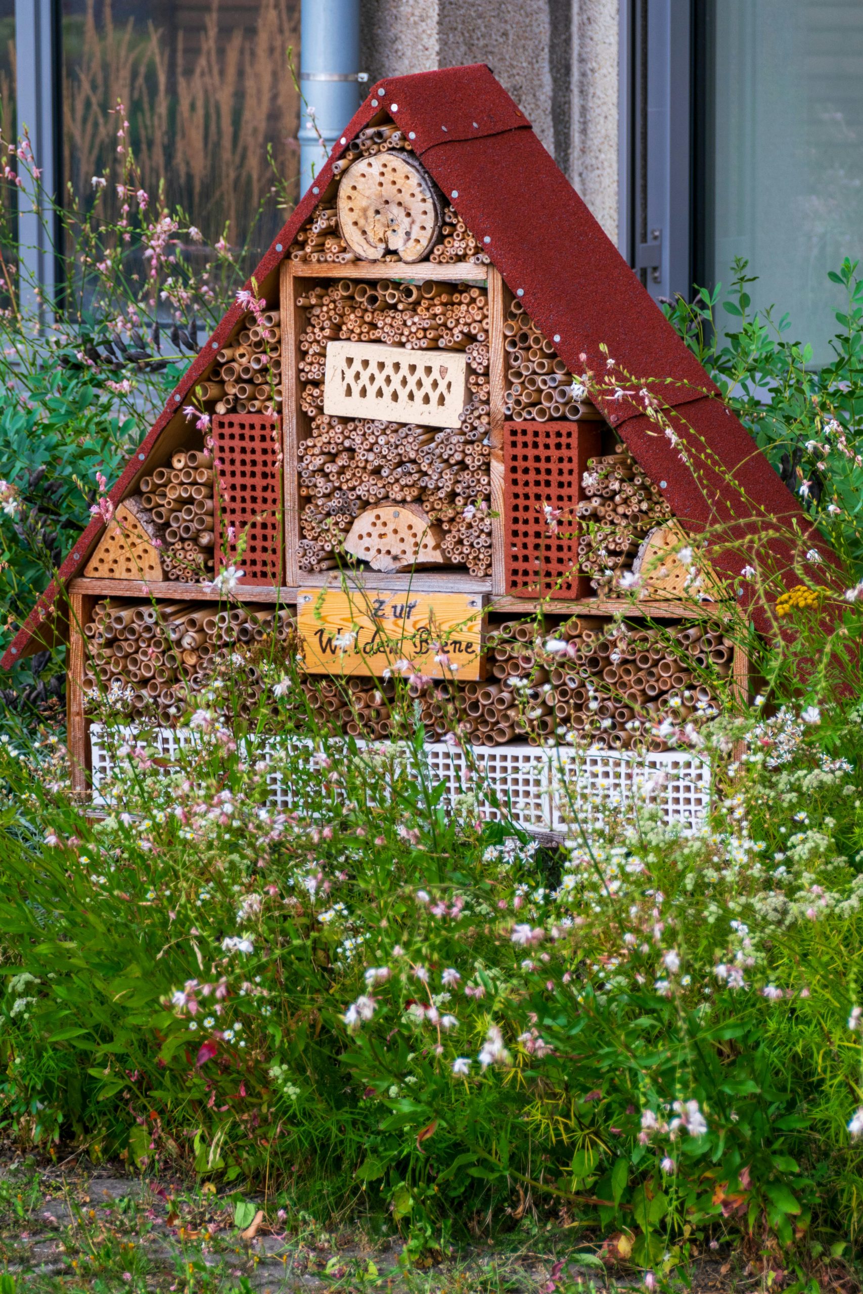 Insectenhotel in een biodiverse tuin